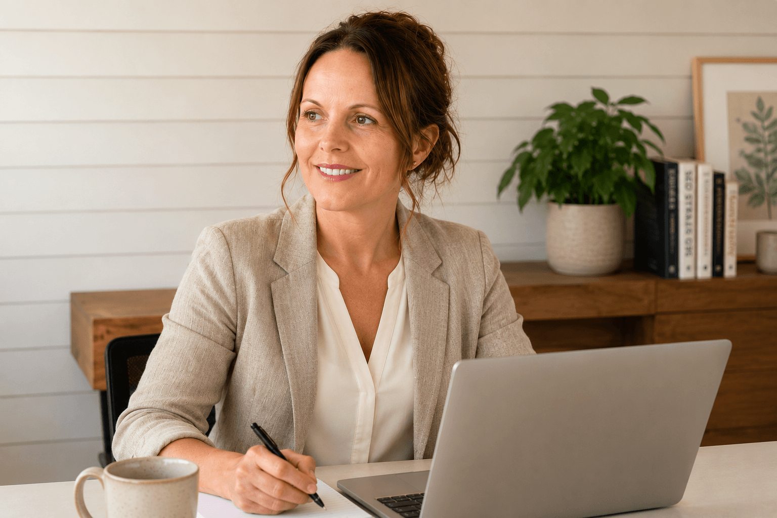 The marketing agency's manager works on her phone reviewing the online testimonials one of the agency's clients received.